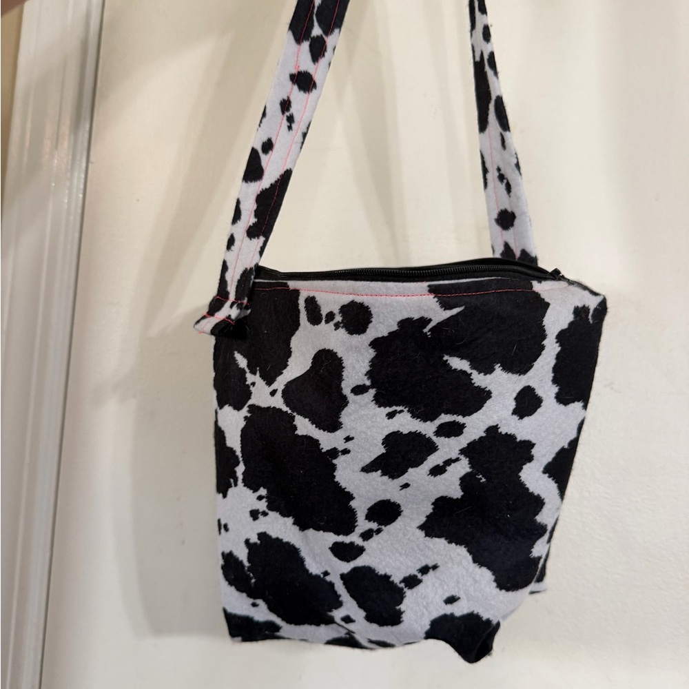 Cow Print boho bucket bag